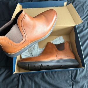 Cole Haan Tan Leather Slip-On Boots